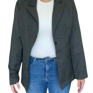 Star C.C.C. Women's Black Unlined Blazer with White Pattern Vintage Business